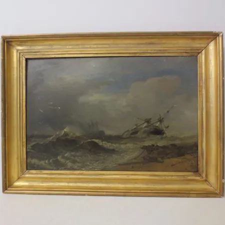 Maalaus, 1800-luku, koko 34x52cm, muutamassa kohdassa maali lohjennut Ota yhteys panttilainaamoon kuljetusmaksusta sopimiseksi.