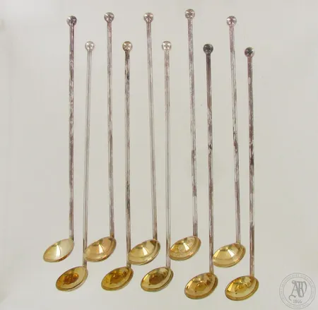 Kymmenen Cocktail-lusikkaa Kultakeskus 190mm, 813, paino 148,9g