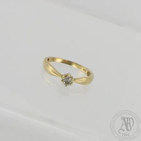 Timanttisormus 1xn.0.12ct, koko 15¾, 585, paino 1,7g
