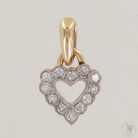 Timanttiriipus 12xn.0.02ct, korkeus 18mm, 585 kelta- ja valkokulta, paino 1,3g
