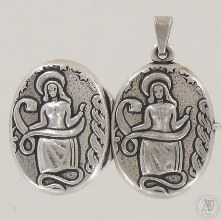 Medaljonki Kalevala Koru, Pohjanneito/Madonnariipus, design Germund Paaer, korkeus 35mm, vuodelta 1997, 925, paino 9,8g