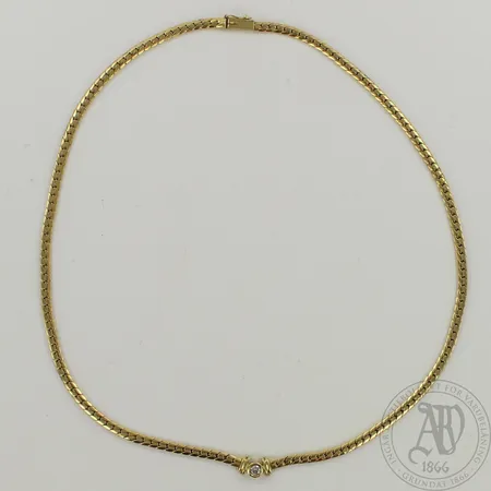 Timanttikaulakoru 1xn.0.15ct, pituus 43cm, 585, paino 17,5g