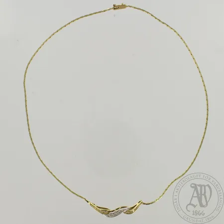 Timanttikaulakoru 3xn.0.02ct 8xn.0.015ct, pituus 40cm, 585, paino 6,4g