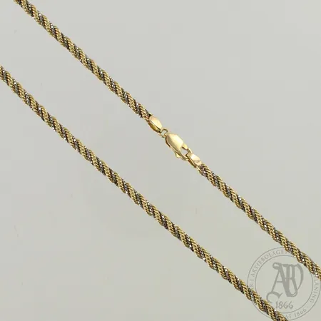 Kaulaketju, pituus 45cm, 585 kelta- ja valkokulta, paino 14,0g