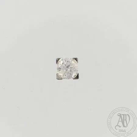 Timanttipinssi 1xn.0.48ct, 585 valkokulta, paino 1,0g, tausta metallia, timantin todistus
