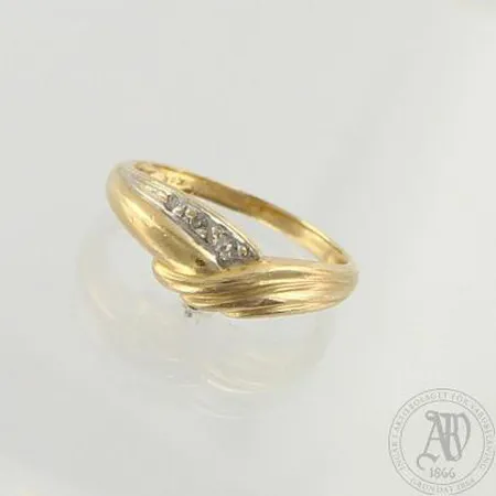 Timanttisormus 3x.0.005ct-0.01ct, koko 16, 585, paino 1,9g 