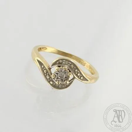 Timanttisormus 1xn.0.03ct ja 2xn.0.005ct, 585, paino 2,0g 