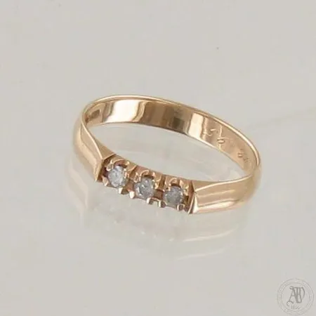 Timanttisormus 3xn.0.04ct, kaiverrettu, koko 18, 585, paino 2,4g