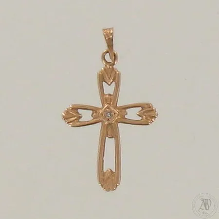 Timanttiristiriipus 1xn.0.005ct, korkeus 29mm, 585, paino 0,9g