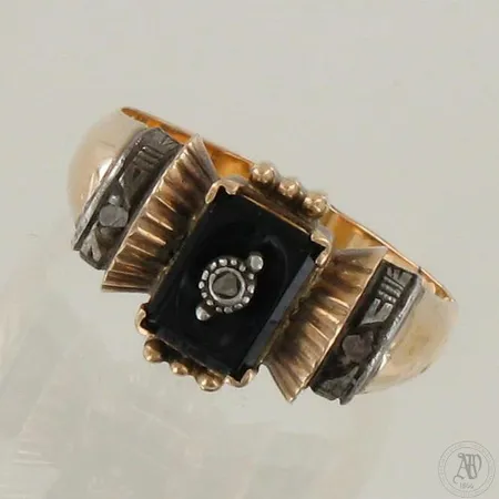 Viallinen kivisormus timanteilla 3xn.0.01ct, 585br kelta- ja valkokulta, paino 3,5g