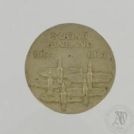 Juhlarahaa, Itsenäinen Suomi 50 vuotta, nimellisarvo 10 markkaa, 900, paino 24,1g