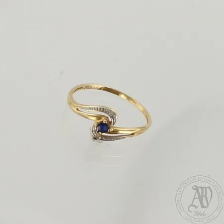 Kivisormus timanteilla 2xn.0.005ct, koko 16¾, 585br, paino 0,9g