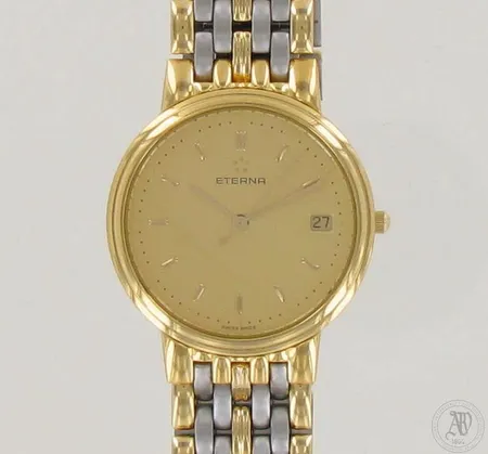 Teräsrannekello Eterna, kaiverrettu, taulun Ø 34mm, hihnan pituus 190mm.