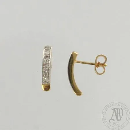 Timanttikorvakorut 10xn.0.01ct, korkeus 12mm, 750 kelta- ja valkokulta, paino 2,0g 