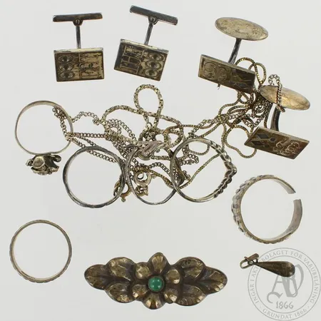 Hopeakoruja, osa viallisia ja kaiverrettuja, 813-925br, paino 50,1g 