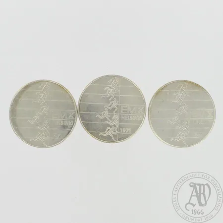 Kolme Juhlarahaa,  EMX Helsinki 1971, nimellisarvo 30 markkaa, 500, paino 72,8g