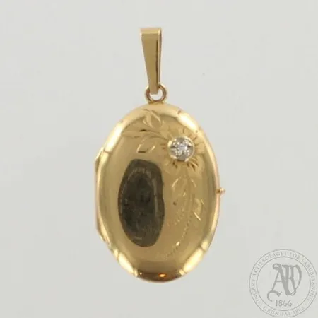 Medaljonki timantilla 1xn.0.005ct, korkeus 34mm, 585, paino 3,0g 
