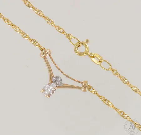 Kivikaulakoru timantilla 1xn.0.01ct, pituus 41,5cm, 585br, paino 3,1g