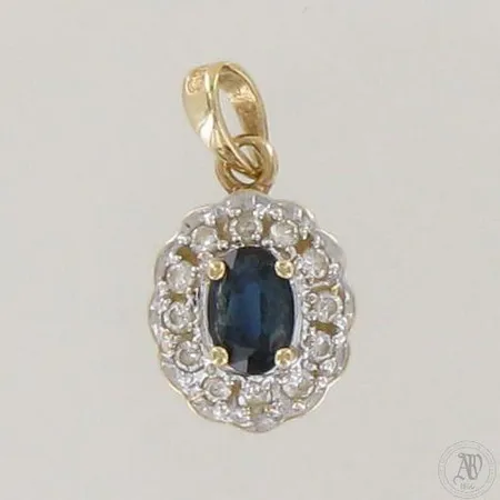 Sinisafiiririipus timanteilla 12xn.0.01ct, korkeus 18mm, 585br, paino 1,1g
