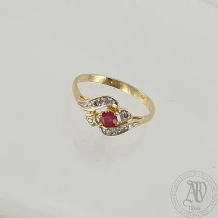 Kivisormus timanteilla 6xn.0.005-0.01ct, koko 17½, 585br, paino 1,9g