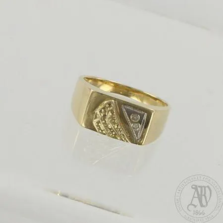 Kantasormus timanteilla 2xn.0.01-0.02ct, koko 19¼, 585, paino 6,0g 