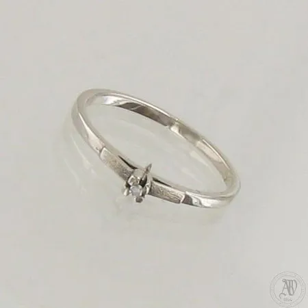Timanttisormus 1xn.0.005ct, koko 15½, 750 valkokulta, paino 1,1g 