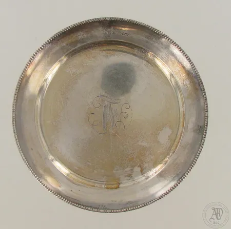 Hopealautanen, kaiverrettu, Ø 125mm, 813, paino 70,2g 