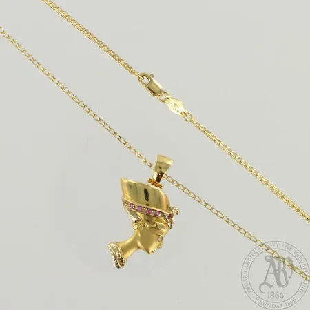 Kaulaketju timanttiriipuksella 1xn.0.02ct, riipuksen korkeus 30mm, ketjun pituus 45cm, 750br, paino 9,0g  