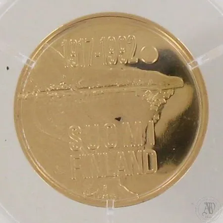 Kultaraha, Suomi 75 vuotta, Keskiyön Aurinko, nimellisarvo 100e, 900, paino 8,6g