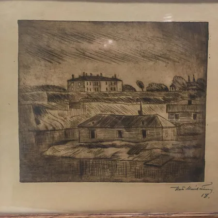 Etsaus, signeeraus Kosti Meriläinen 18, koko 26x23cm.  Lähetetään postipakettina.