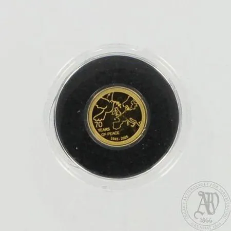 Kultaraha, 70 Years of Peace 2015 Cook Islands, nimellisarvo 1 dollari, proof, 999, paino 0,5g