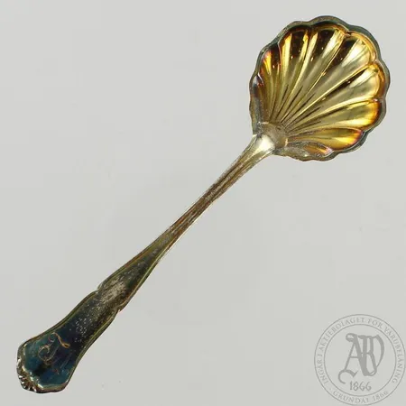 Sokerilusikka, Chippendale, kaiverrettu, pituus 115mm, 830, paino 14,2g
