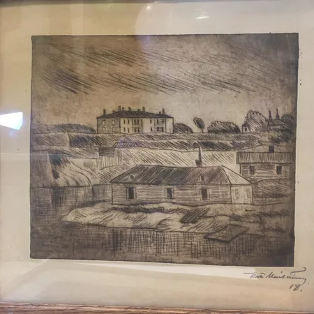 Etsaus, signeeraus Kosti Meriläinen 18, koko 26x23cm.  Lähetetään postipakettina.