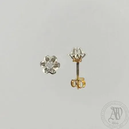 Timanttikorvakorut 2xn.0.07ct, 585, lukot hopeaa, paino 1,9g