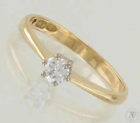 Timanttisormus 1xn.0.17ct, koko 16½, 750, paino 1,9g