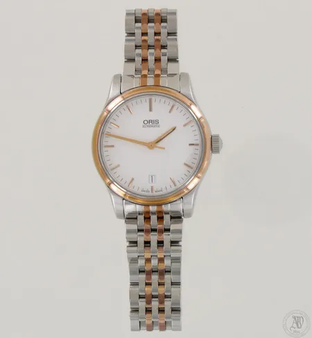 Teräsrannekello Oris Automatic 7578, sarjanumero 3015488, taulun Ø 36mm, rannekkeen pituus 195mm, mukana yksi lisäpala, laatikko ja paperit, ostettu 2017 Suomen Kultakellosta