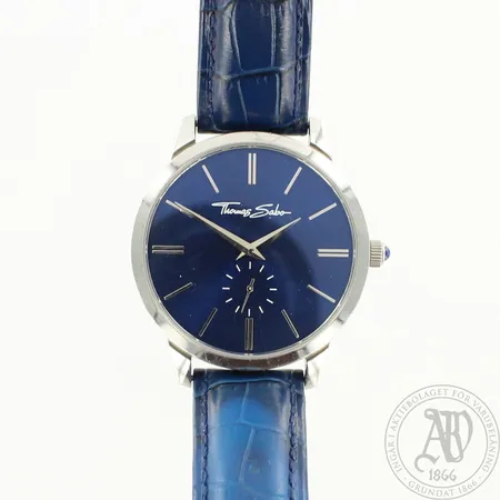 Teräsrannekello, Thomas Sabo, re.nro.WA0213, Ø 42mm, nahkarannekkeen pituus 180-230mm, alkuperäinen rasia, kunto hyvä
