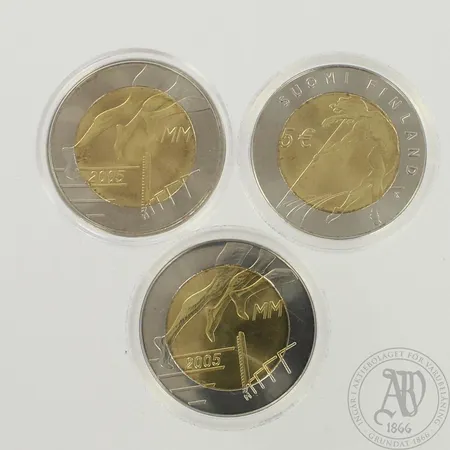 Kolme juhlarahaa, MM 2005, nimellisarvo 15€, Cu/Ni