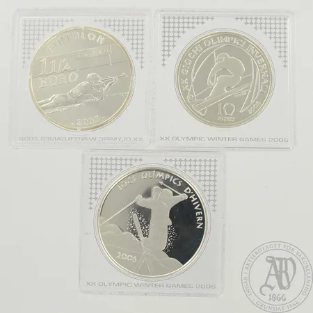 Kolme hopearahaa, XX olympic winter games 2006, 925br, paino n.72,9g