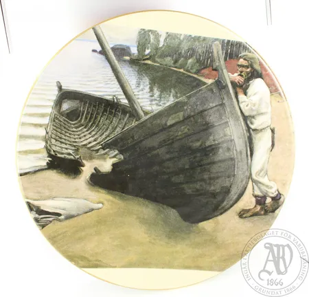 Seinälautanen Arabia, Kalevala 1985 Purren valitus, Ø 29cm, 30/7000.  Lähetetään postipakettina.