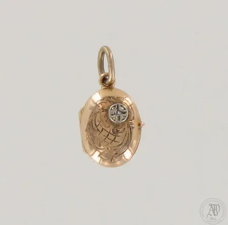 Medaljonki timantilla 1xn.0.005ct, korkeus 20mm, 585, paino 1,2g