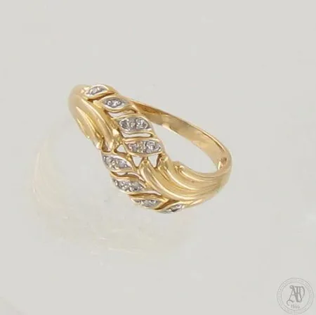 Timanttisormus 12xn.0.005ct, koko 17¾, 750 kelta- ja valkokulta, paino 2,3g