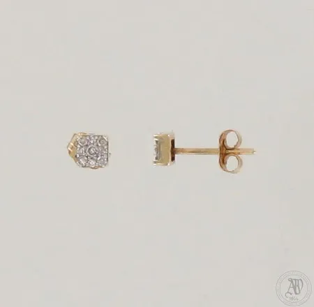 Timanttikorvakorut 2xn.0.02ct 8xn.0.01ct 8xn.0.005ct, korkeus 4mm, 585, paino 0,6g