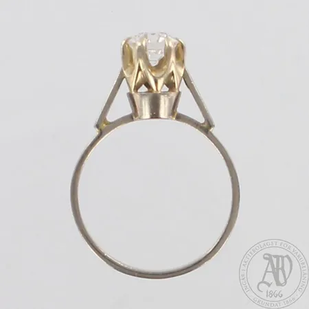 Timanttisormus 1xn0.55ct vanhahiontainen, koko 16½, 750 valkokulta, paino 3,4g 
