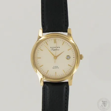 Teräsrannekello Leijona Sapphire 5ATM Quartz päivyrillä, nahkaranneke.