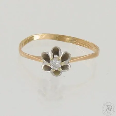 Viallinen timanttisormus 1xn.0.07ct, 750, paino 1,1g