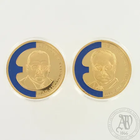 Kaksi Ecu 1998 Europa kolikkoa, Jean-Luc Dehaene ja Helmut Kohl, todistuket