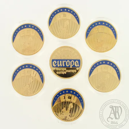 Seitsemän ECU 2000 Europa kolikkoa