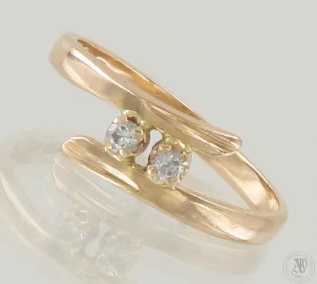 Timanttisormus 2xn.0.04ct, koko 16, 585, paino 1,7g