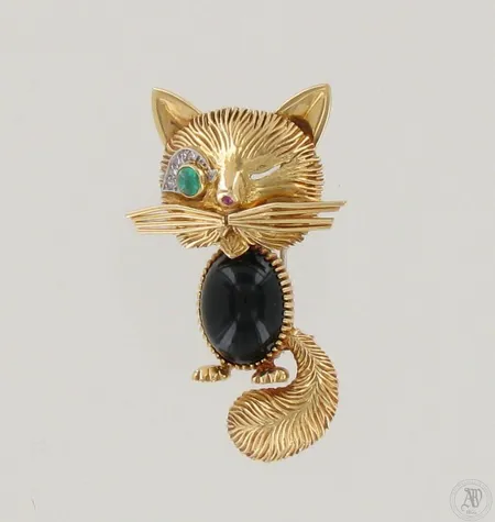 Kivirintakoru Van Cleef-Arpels timanteilla  3xn.0.01ct 1xn.0.005ct, korkeus 39mm, 750br kelta- ja valkokulta, paino 14,8g